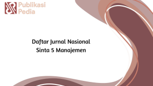 Daftar Jurnal Nasional Sinta 5 Manajemen